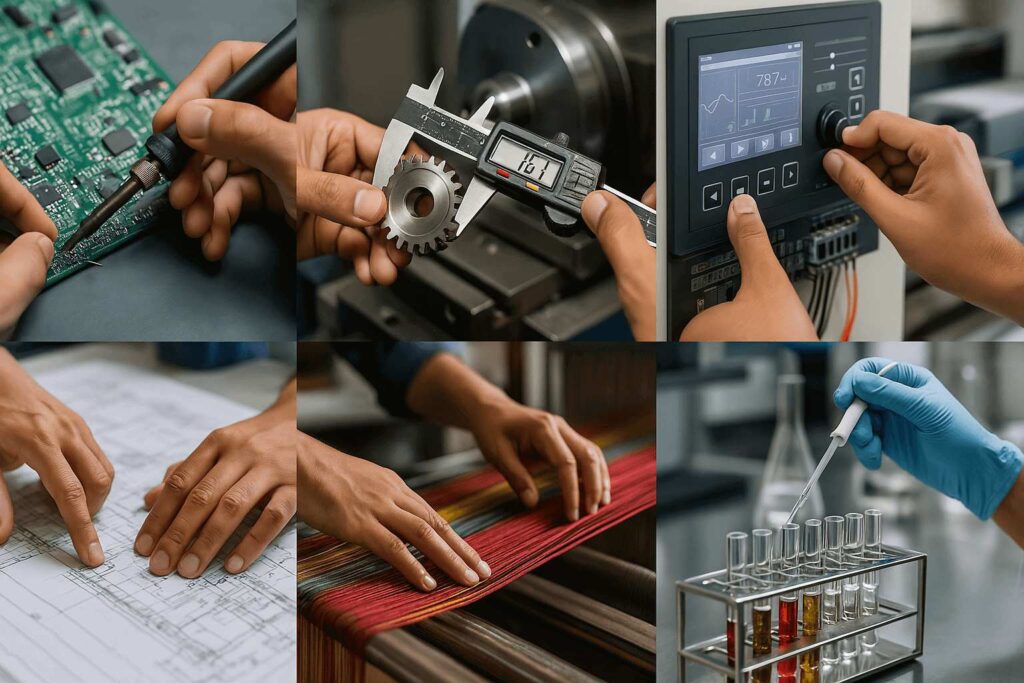 DAE Students Hands-On: Soldering,Measuring,Drafting,Weaving,Testing,Controlling